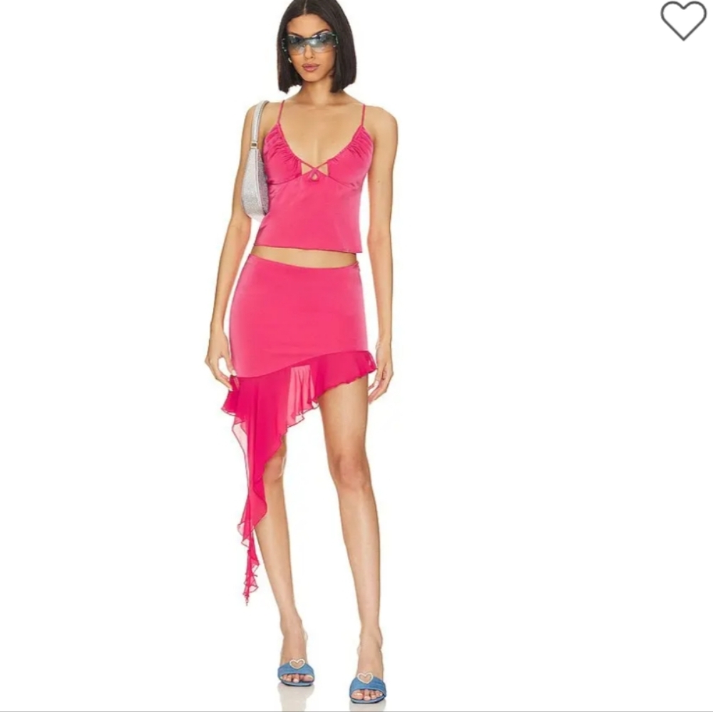 Revolve NBD Letty Top And Skirt Set Medium Hot Pink